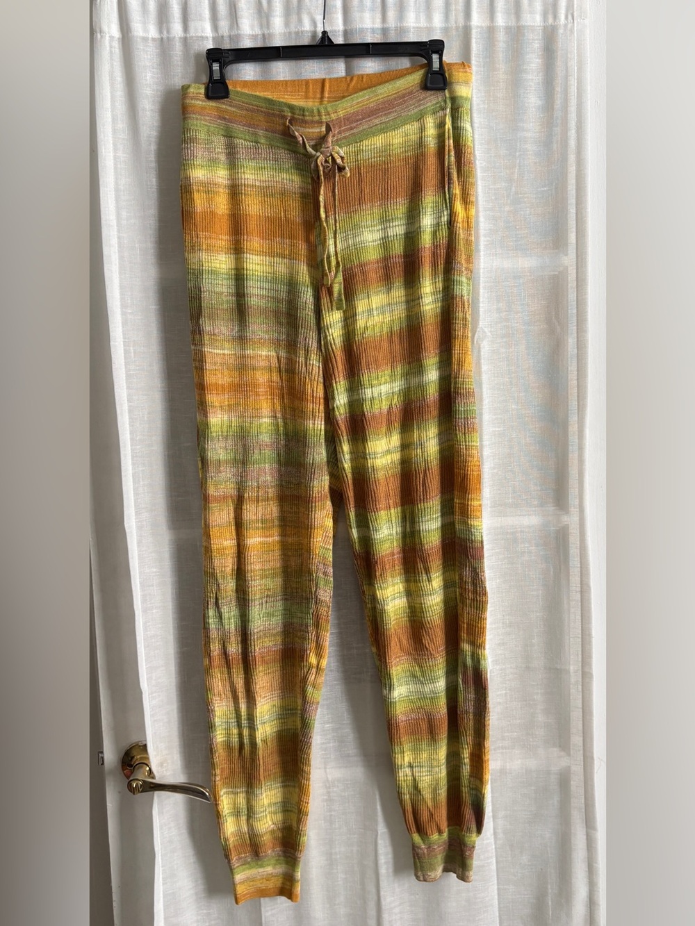 Back beat co Drawstring Spacedye Jogger Pants in Yellow & Brown